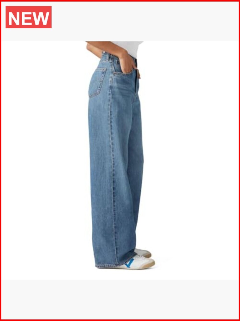 High Rise Baggy Jeans with Adjustable Waist - 100% Cotton No Stretch - Picture 4 of 6